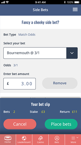 Side bets with active bet